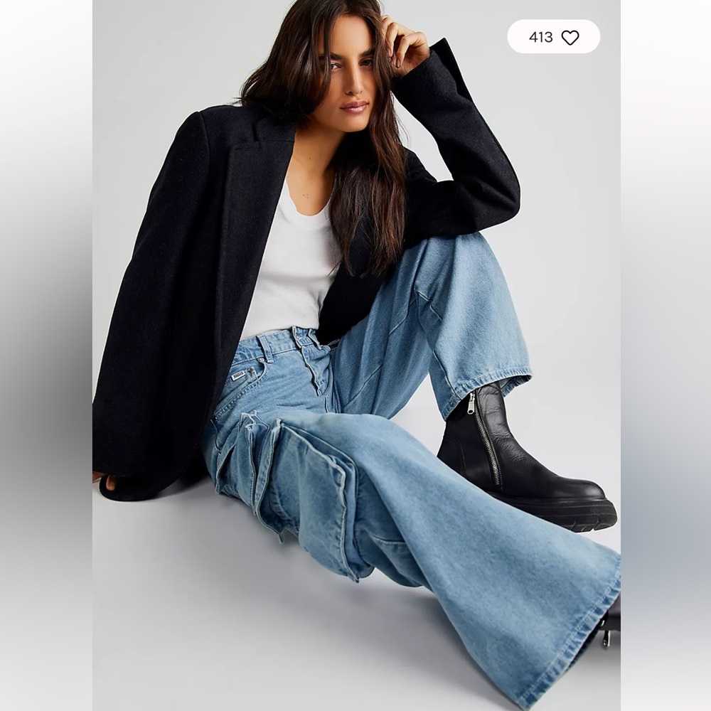 Free People Ragged Priest Wide Leg Combat Jean